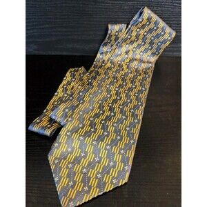 Stefano Conti High End Italian Silk Men's Tie Necktie 58" Silver & Gold NICE